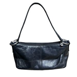 Y2K Black Leather Mini Shoulder Bag Vintage 90s 2000s Baguette Purse Wilsons